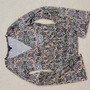 Aeropostale  Wrap Top w/ Flare Sleeves Paisley Mandala Print Earthy Tones (NWOT)